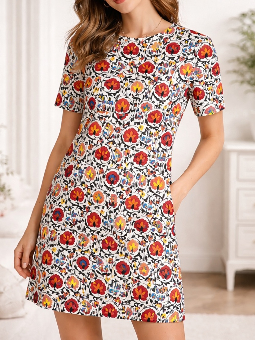 NWT Boden Floral Shift Dress | Retro Mod Print | Short Sleeve | Size US 6P